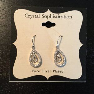 Crystal Sophistication Pure Silver Plated Earrings Teardrop Shape